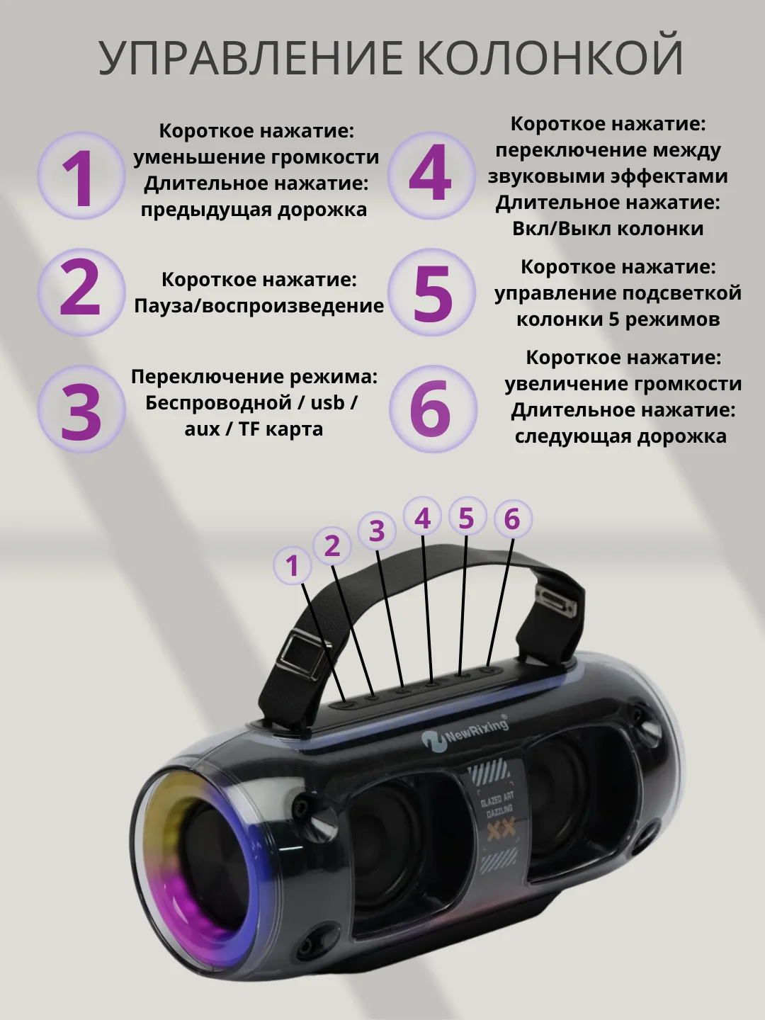 Черный портативная музыкальная караоке, колонка с подсветкой и микрофоном, подарок