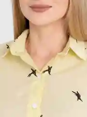 Желтый хлопковая рубашка с принтом