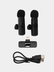 Микрофон петличный беспроводной К9 для  iPhone Lightning , 2 микрофона