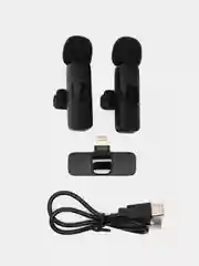 Микрофон петличный беспроводной К9 для  iPhone Lightning , 2 микрофона