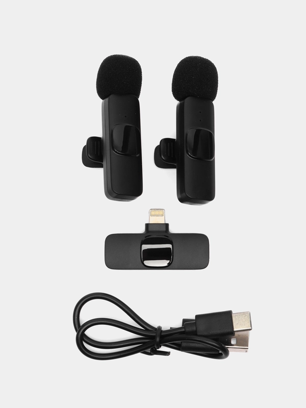 Микрофон петличный беспроводной К9 для  iPhone Lightning , 2 микрофона