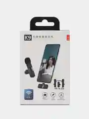 Микрофон петличный беспроводной К9 для  iPhone Lightning , 2 микрофона