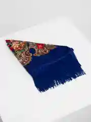 Аметистовый платок женский, в русском стиле, с бахрамой, с цветами