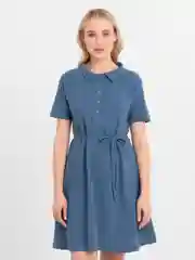 Синий меланж платье поло женское, с ремешком