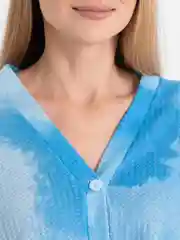 Лазурный пижама женская из бамбука на пуговицах