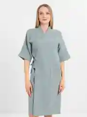 Зелёный хаки халат женский для дома из муслина