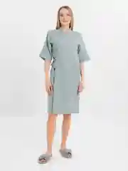 Зелёный хаки халат женский для дома из муслина