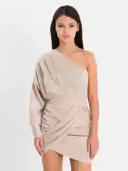 Бежевый меланж атласное ПЛАТЬЕ ЖЕНСКОЕ