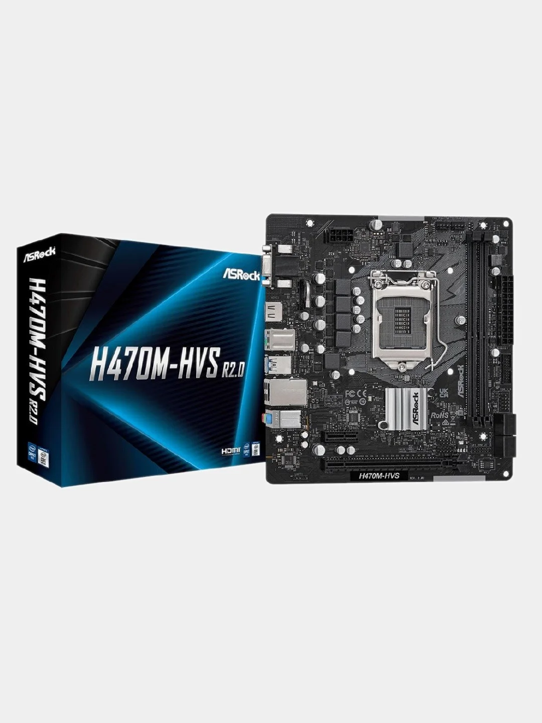 Материнская плата ASROCK H470M-HVS R2.0, LGA 1200, Intel H470, mATX, Ret
