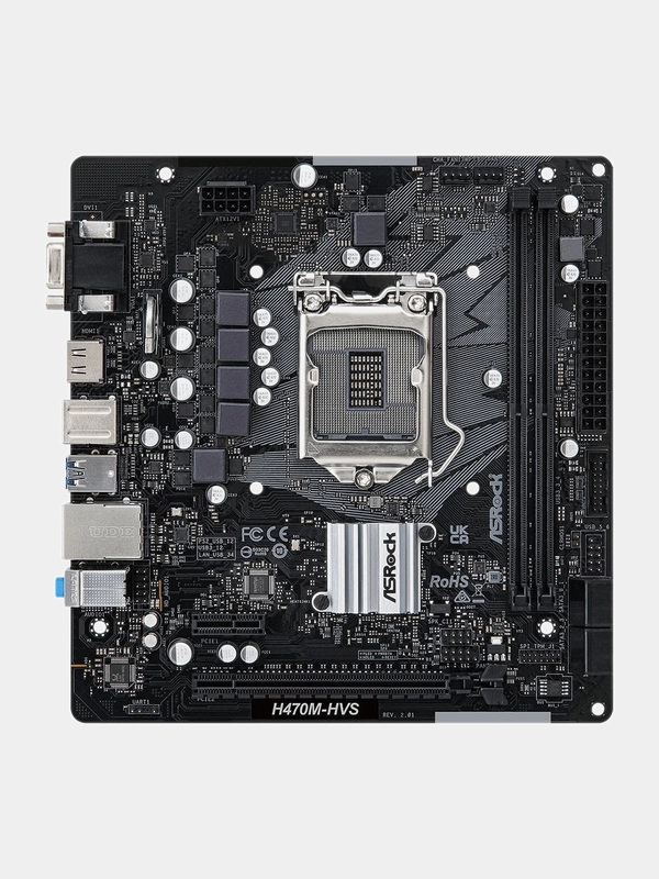 Материнская плата ASROCK H470M-HVS R2.0, LGA 1200, Intel H470, mATX, Ret