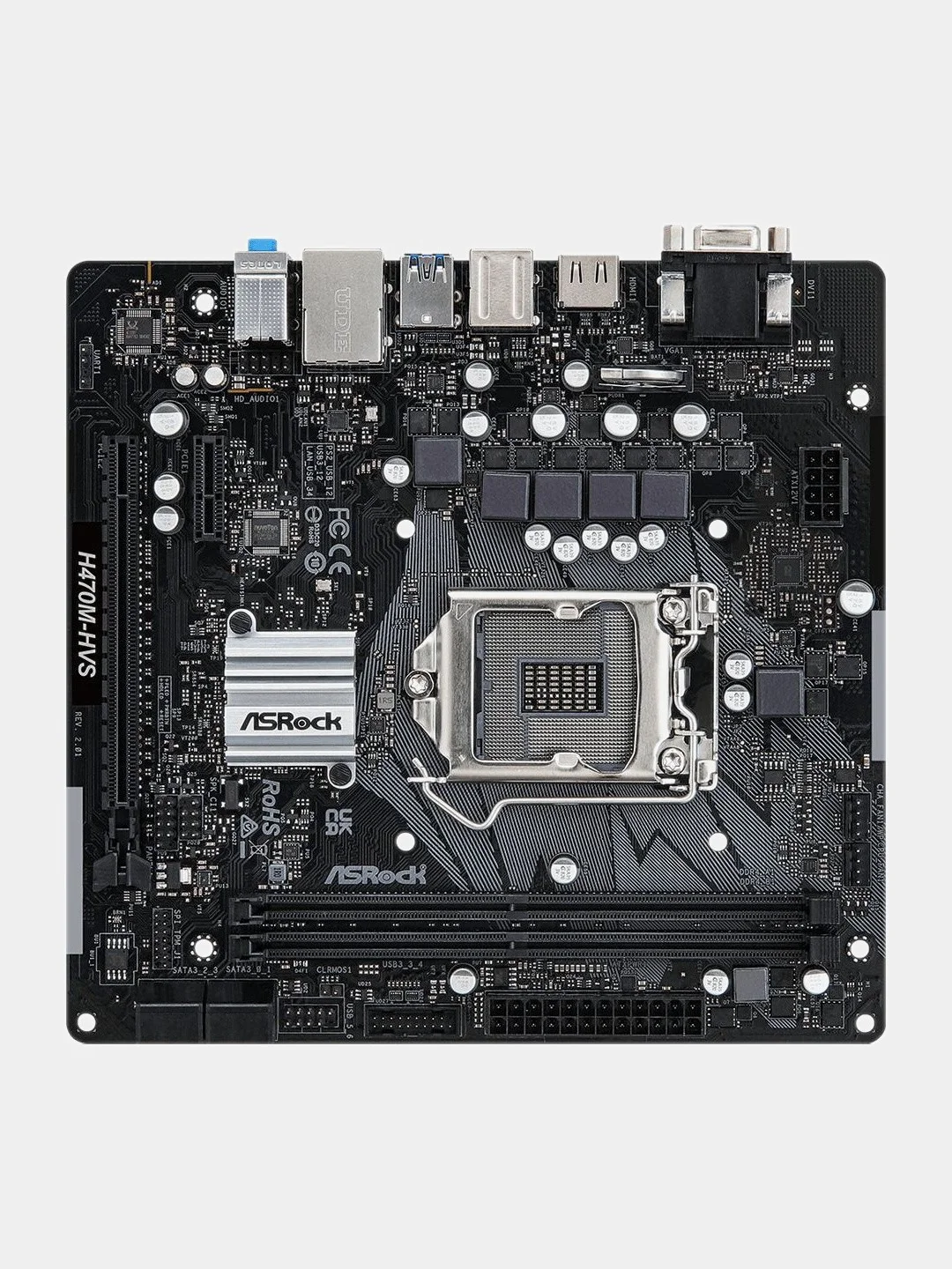 Материнская плата ASROCK H470M-HVS R2.0, LGA 1200, Intel H470, mATX, Ret