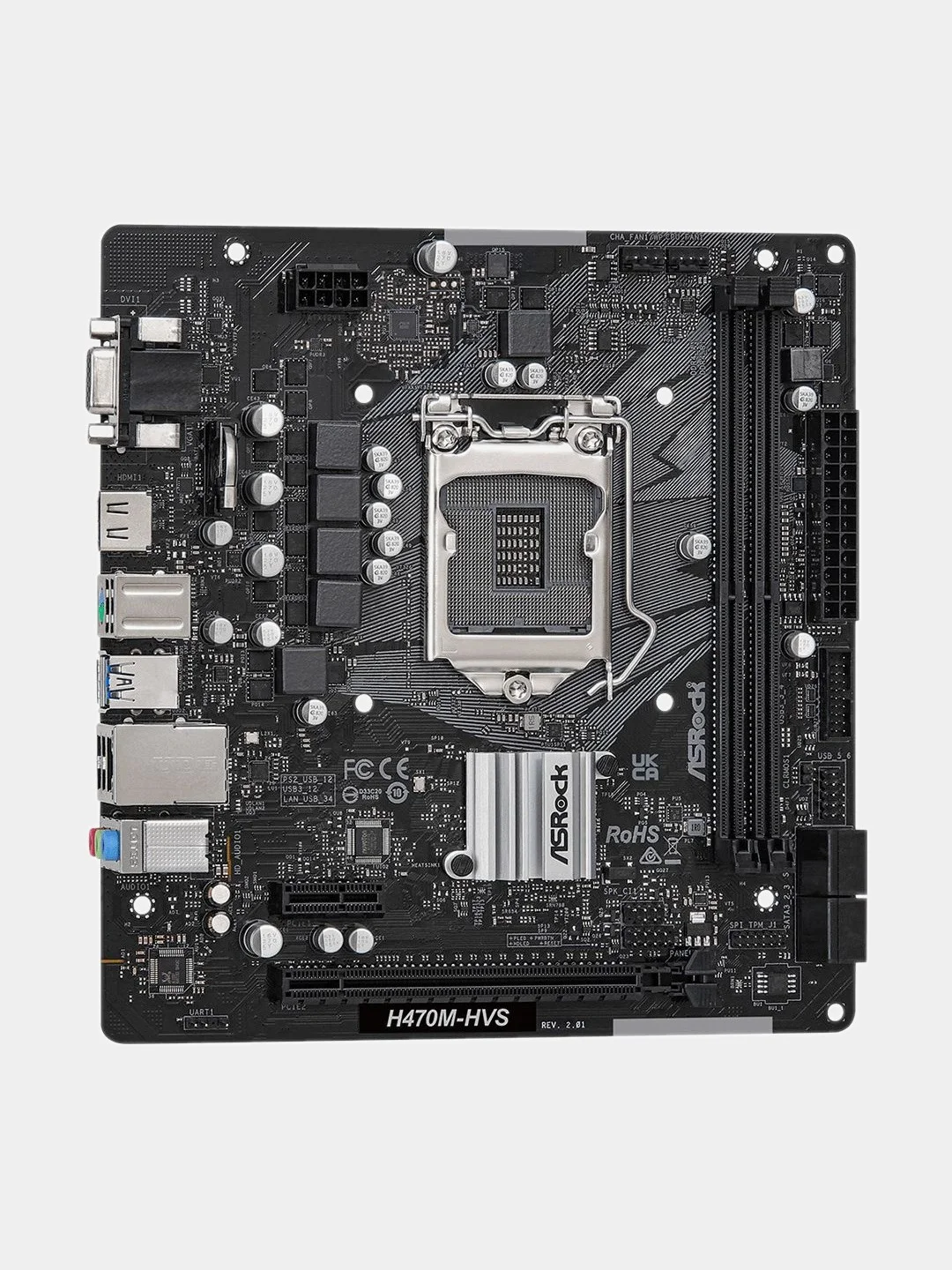 Материнская плата ASROCK H470M-HVS R2.0, LGA 1200, Intel H470, mATX, Ret