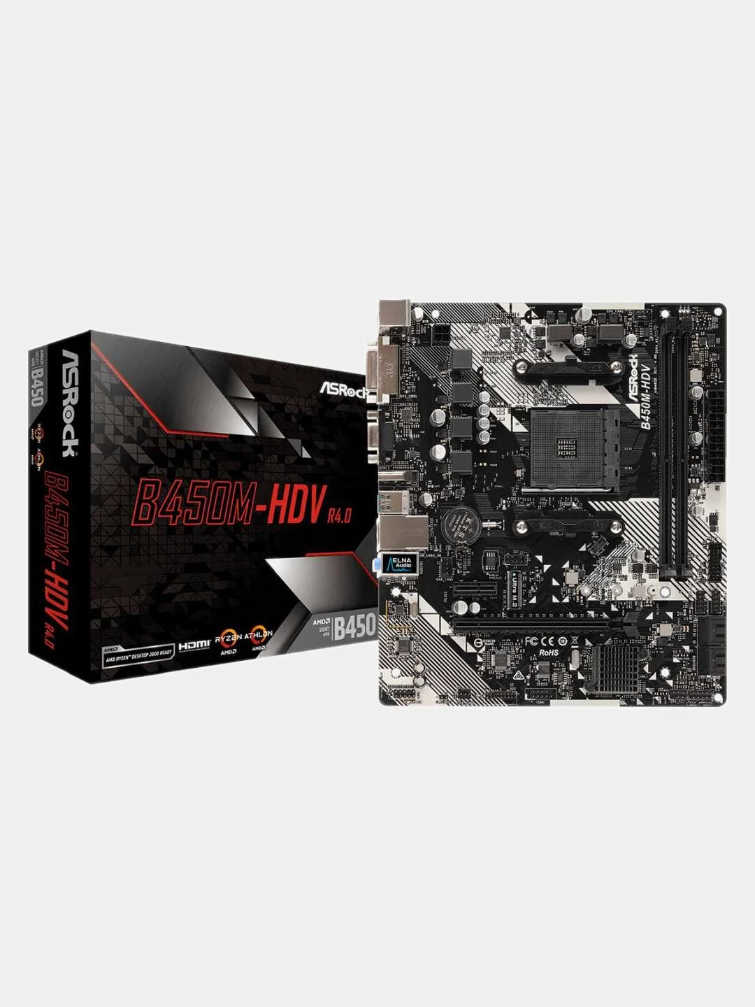 Материнская плата ASROCK B450M-HDV R4.0, SocketAM4, AMD B450, mATX, Ret