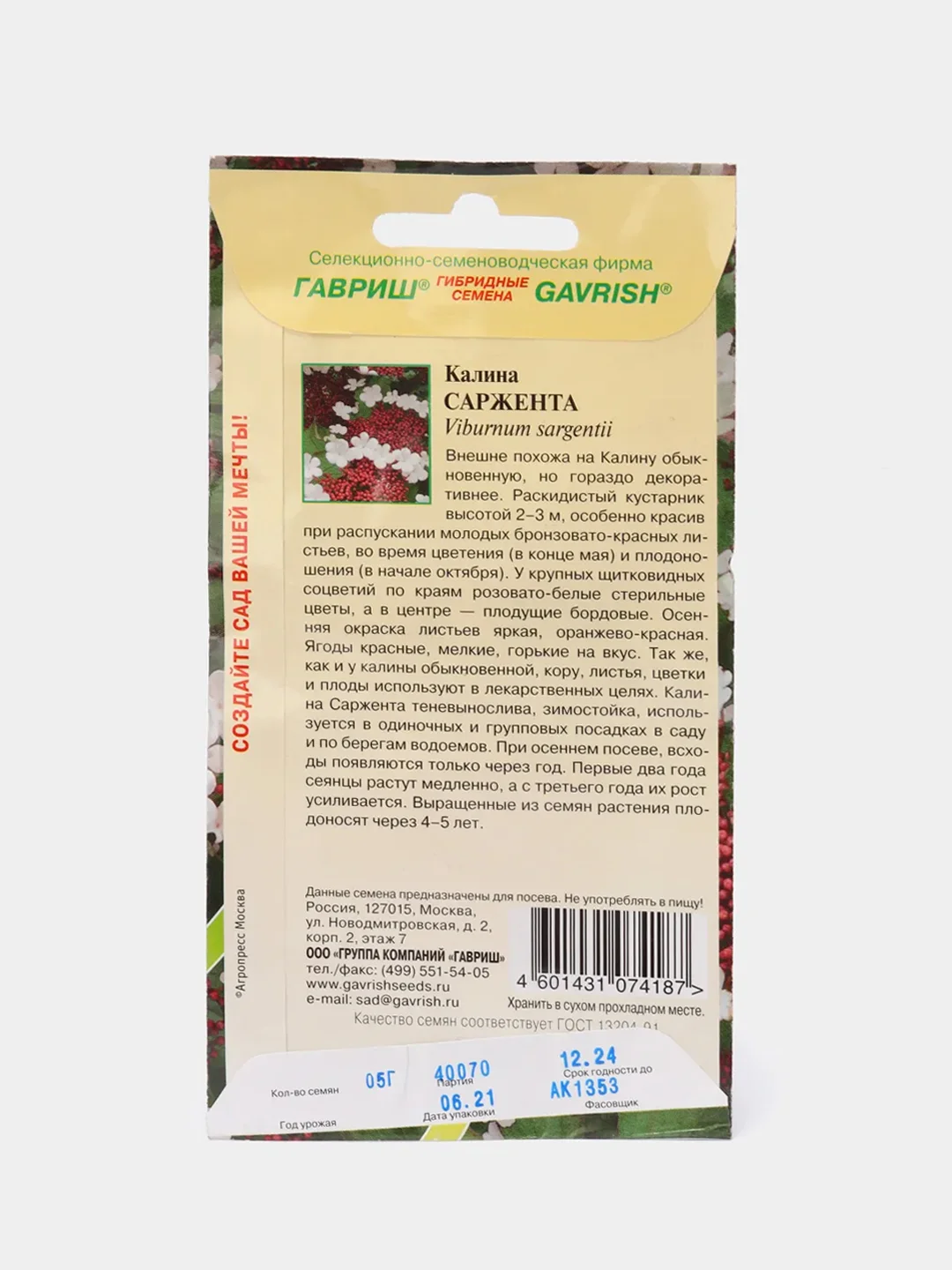 Калина Саржента (семена,цветы)