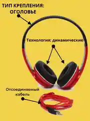 Красный наушники полноразмерные проводные ELTRONIC Wolf 4445