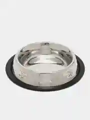 Серебряный миска металлическая на резинке для кошки и собак