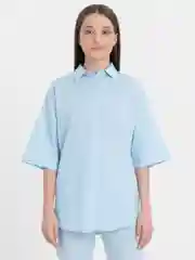 Голубой костюм женский летний  из льна