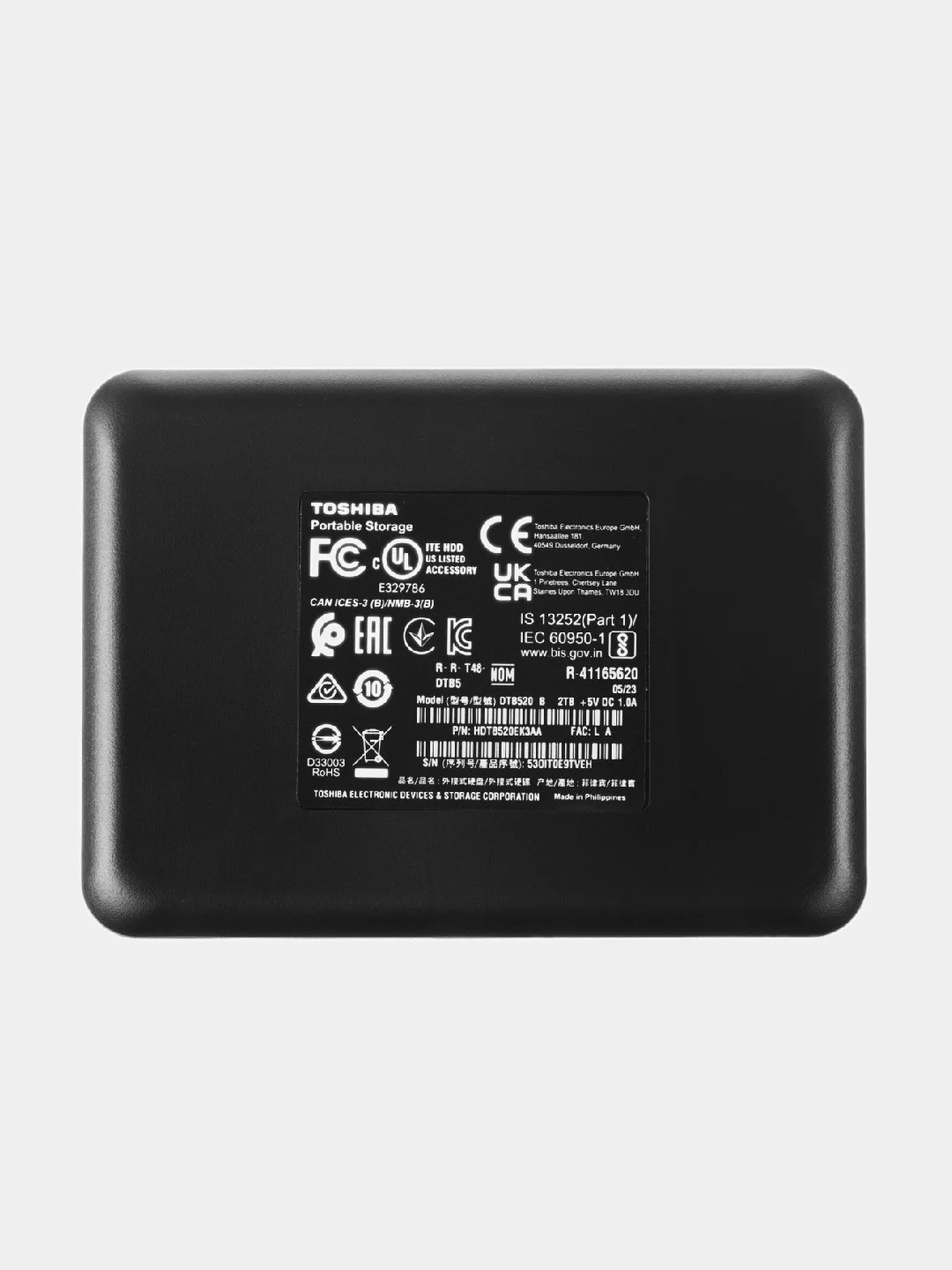 Внешний диск HDD Toshiba Canvio Basics HDTB520EK3AA, 2ТБ, черный