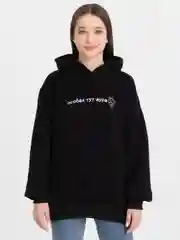 Черный худи с вышивкой на флисе
