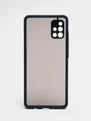 Темно-синий чехол Samsung Galaxy A51 полупрозрачный пластиковый матовый с цветными кнопками