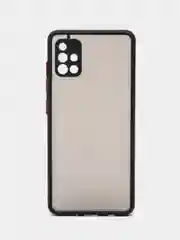 Черный чехол Samsung Galaxy A51 полупрозрачный пластиковый матовый с цветными кнопками
