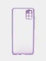 Лавандовый чехол Samsung Galaxy A51 полупрозрачный пластиковый матовый с цветными кнопками