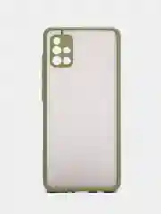 Лесной зеленый чехол Samsung Galaxy A51 полупрозрачный пластиковый матовый с цветными кнопками