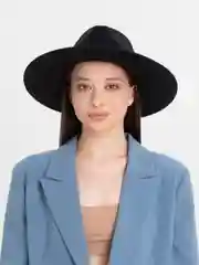 Черный шляпа женская с полями, широкая "Федора", весенняя панама