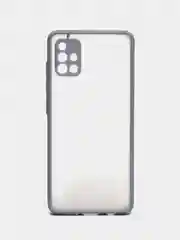 Синий меланж чехол Samsung Galaxy A51 полупрозрачный пластиковый матовый с цветными кнопками