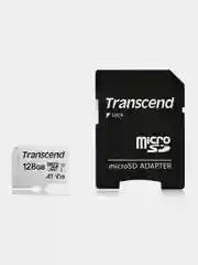 Карта памяти microSDXC UHS-I U3 Transcend 128 ГБ, 100 МБ/с, TS128GUSD300S-A, переходник SD