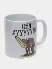 Небесно-голубой кружка с принтом и надписью