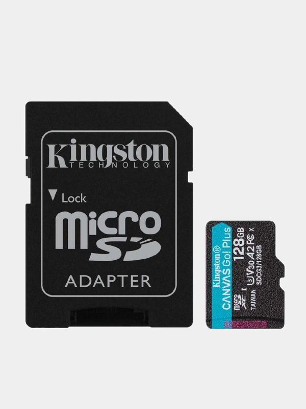 Карта памяти microSDXC UHS-I U3 Kingston Canvas Go! Plus 128 ГБ, 170 МБ/с, Class 10