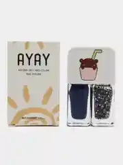 Синий лак для ногтей двухцветный