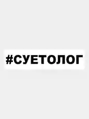 Черный наклейка на авто / машину / стекло "СУЕТОЛОГ" 25х3см