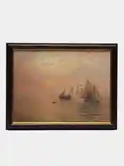 Коричневый картина для интерьера "Морской вид", 34 х 44 см