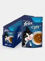 Влажный корм для взрослых кошек Felix "Суп", с треской, 36 штук по 48 г