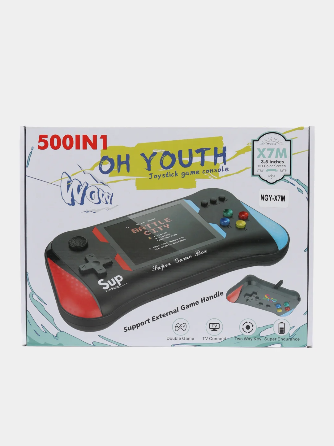 Черный игровая приставка портативная Game Box X7M с джойстиком, 500 игр