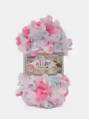 Разноцветный пряжа плюшевая турецкая Alize Puffy Fine color( с маленькими петлями) 1 шт