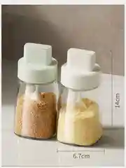 Банка-емкость для сыпучих продуктов, специй и соли, сахарница с выдвижной ложкой