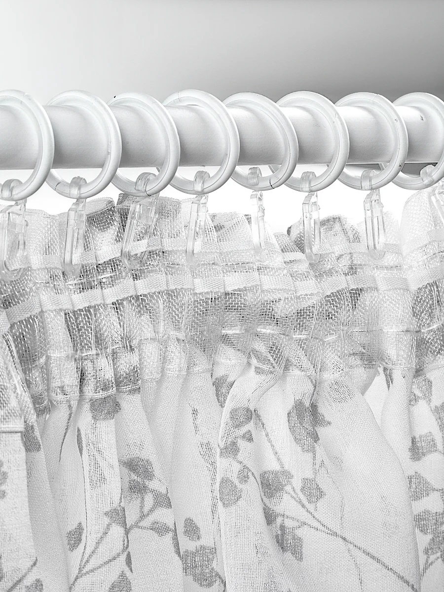 Серый тюль для комнаты, для интерьера, кухни, гостиной / под лён / 200 х 270 см / дом, дача