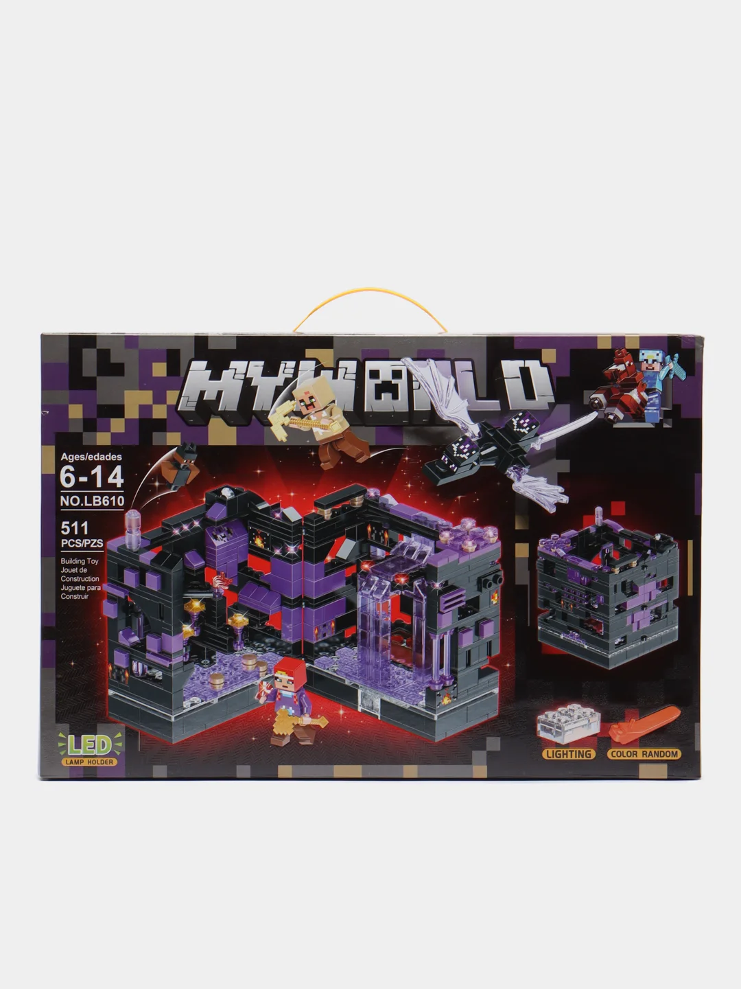 Фиолетовый конструктор Minecraft(Майнкрафт) My World(Мой мир) совместим с Лего (Lego) 340-550 деталей