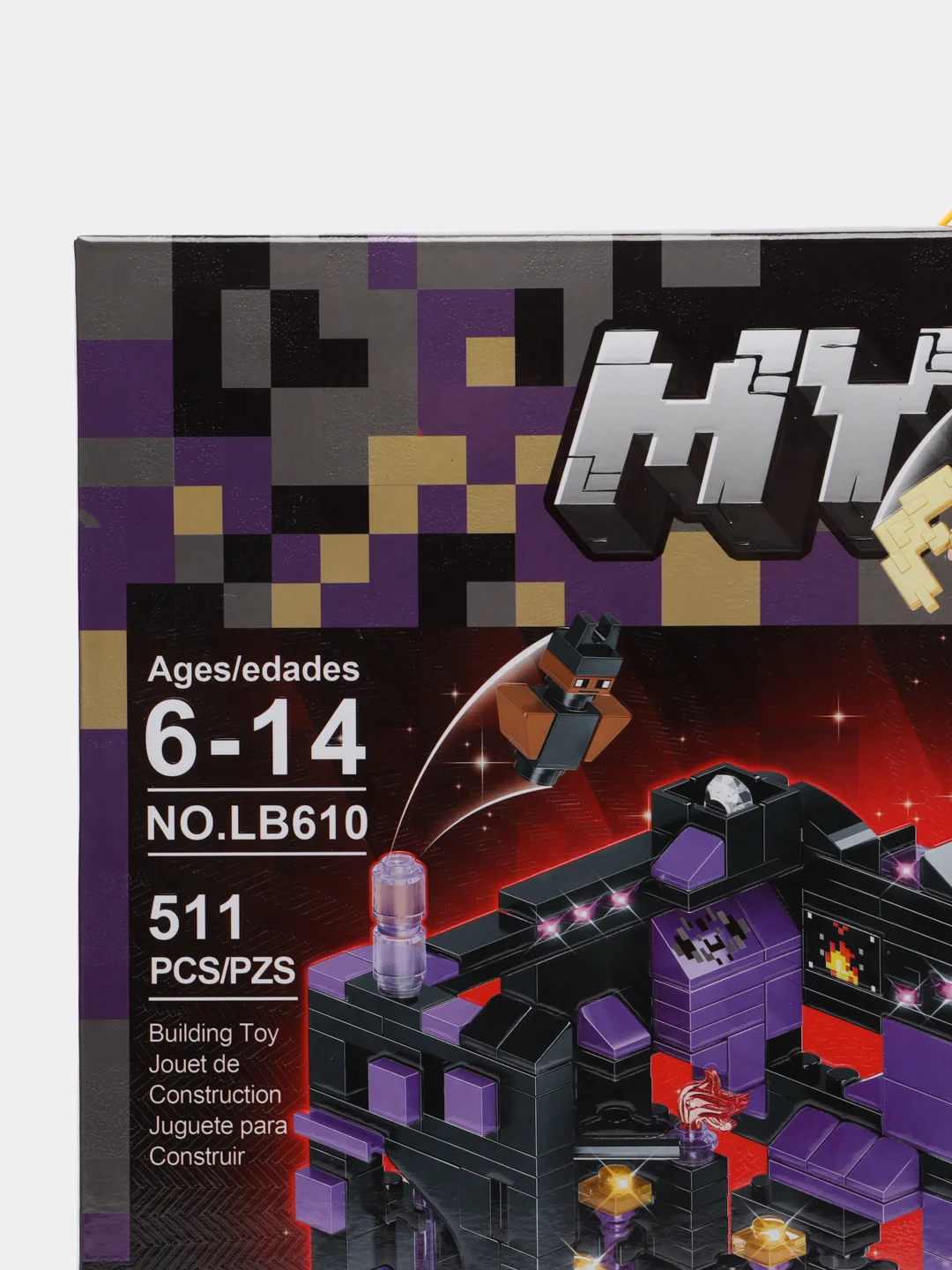 Фиолетовый конструктор Minecraft(Майнкрафт) My World(Мой мир) совместим с Лего (Lego) 340-550 деталей