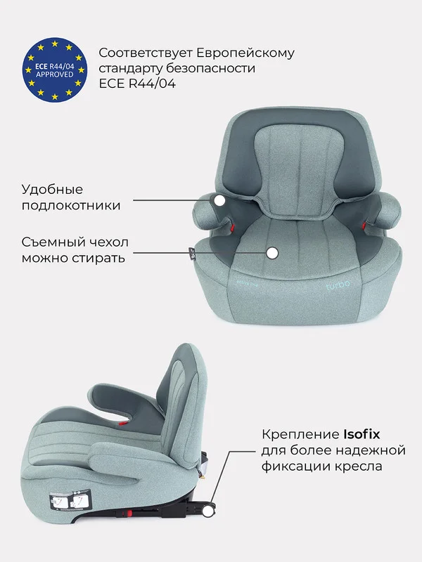 Зеленый автокресло RANT AY313 "TURBO" Isofix Active Line группа 3 (22-36 кг)