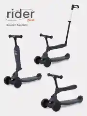 Серый беговел-самокат Rant Rider Plus RB100 от 1 года с родительской ручкой