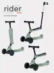 Зеленый беговел-самокат Rant Rider Plus RB100 от 1 года с родительской ручкой