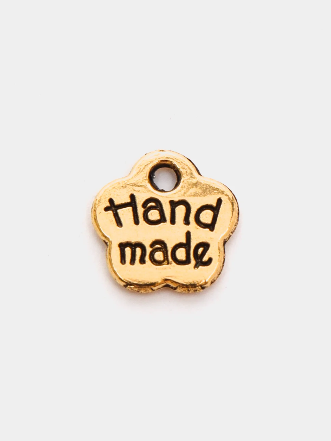 Золотой подвески для рукоделия, фурнитура "Hand made", бирки 40 штук, 8х8 мм, Color Si