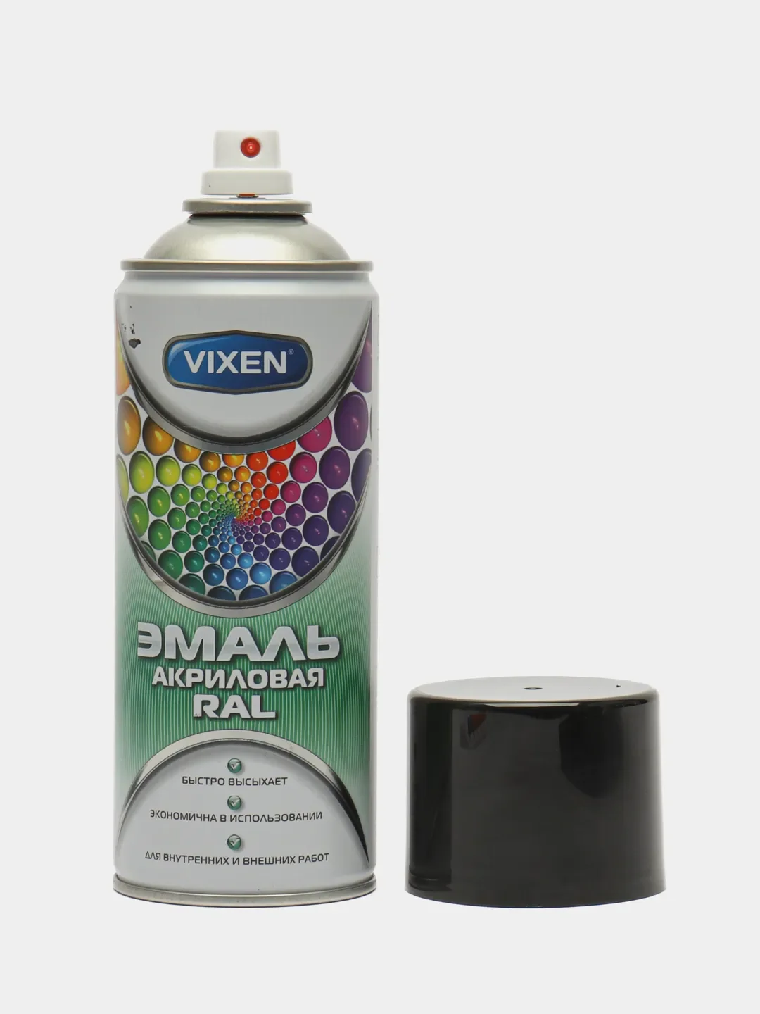 Эмаль акриловая аэрозольная Vixen, Черный янтарь, RAL 9005, 520 мл