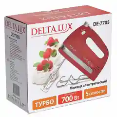 Красный миксер электрический DELTA LUX DE-7705