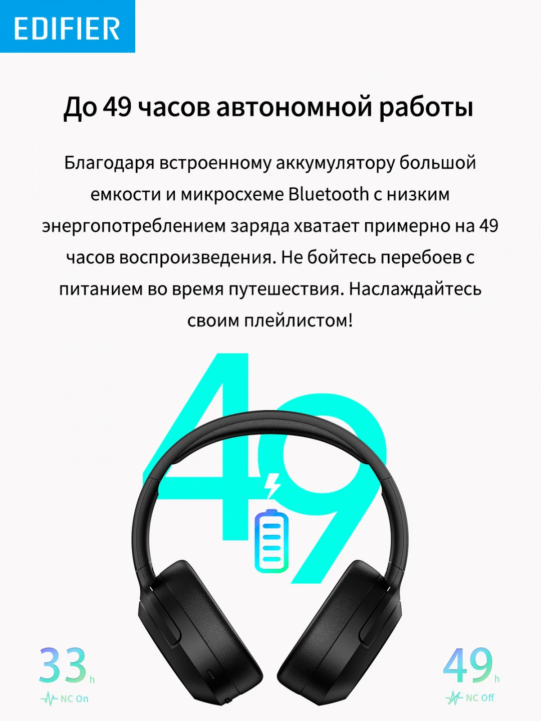 Наушники Bluetooth Edifier W820NB Plus, черный