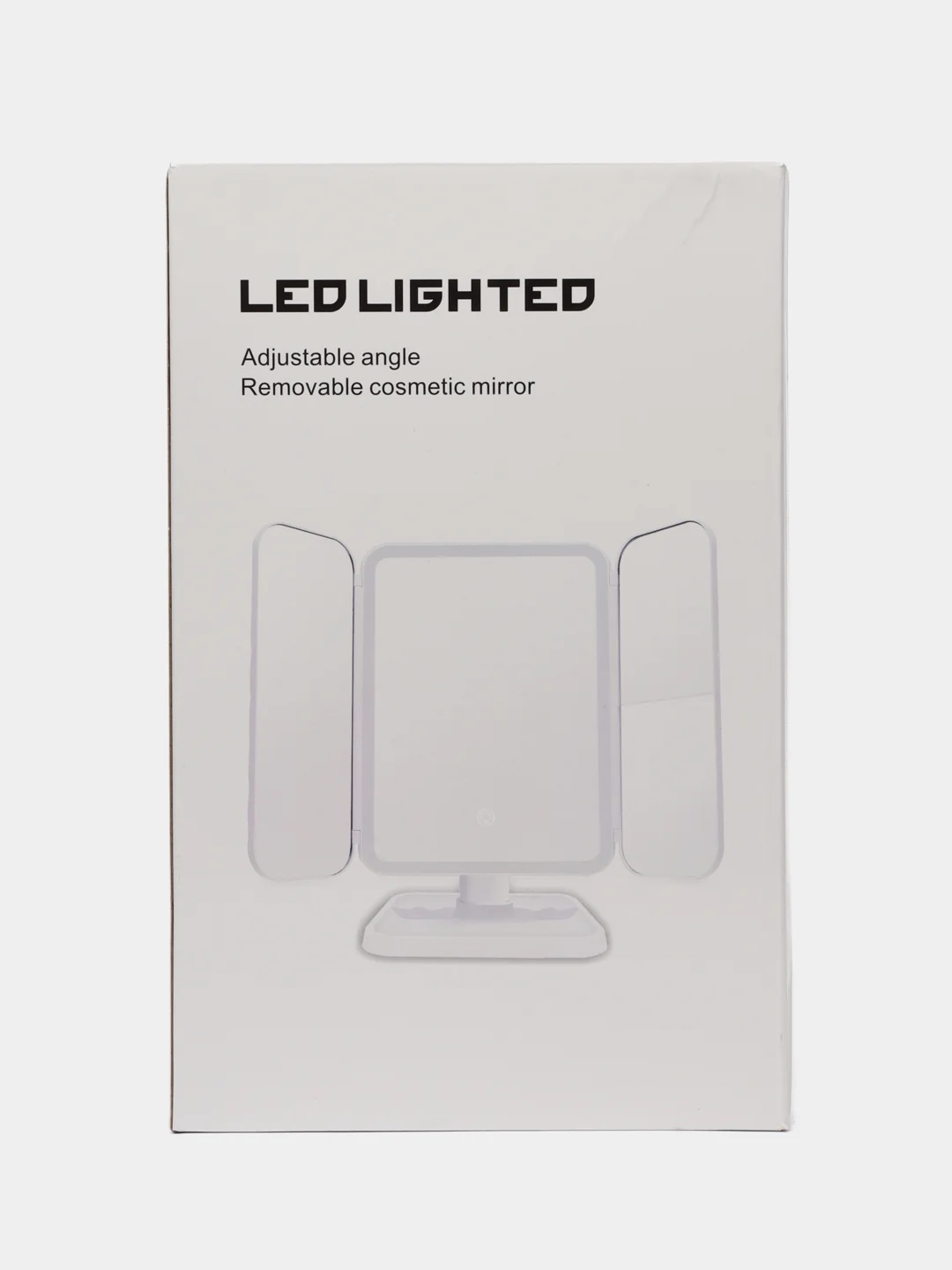 Белый зеркало настольное косметическое с LED подсветкой и увеличением, складное